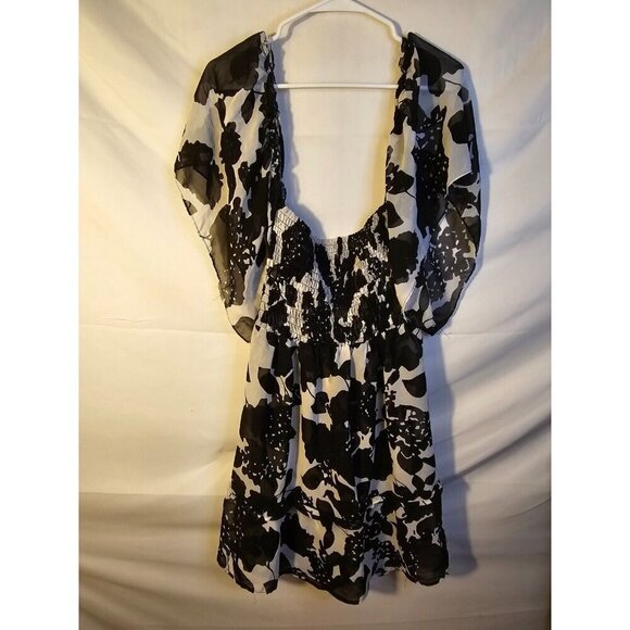 Erica Brooke Womens Super Plus 5X 32W Swimsuit Coverup Flowy Black white - Picture 1 of 4